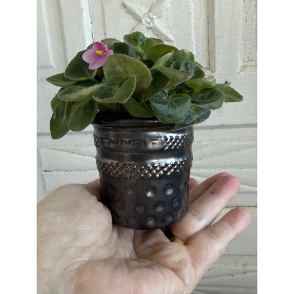 Vintage 70's Mini 3" Flower Pot Sewing Thimble Shape - Picture 1 of 8